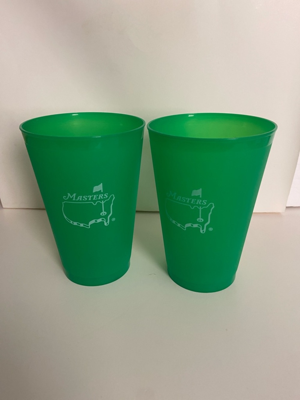 Masters Bright Green Plastic Cups with Logo - Pair